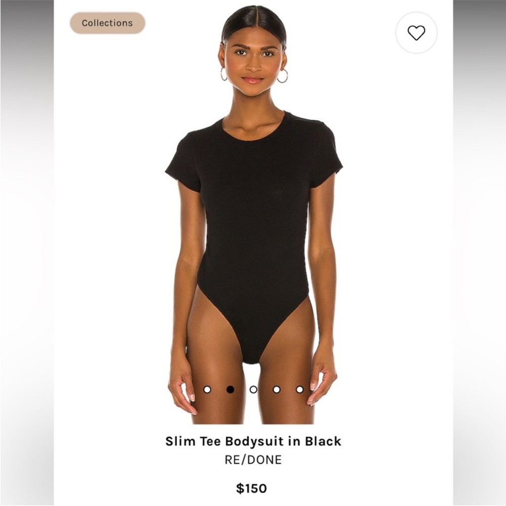 Re/Done Slim Tee Bodysuit in Black